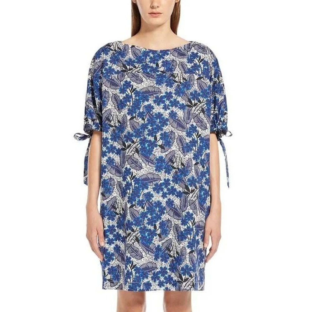 Weekend Max Mara Dress Cornflower Batik Mini Shift Women's Size 14 Blue NWT